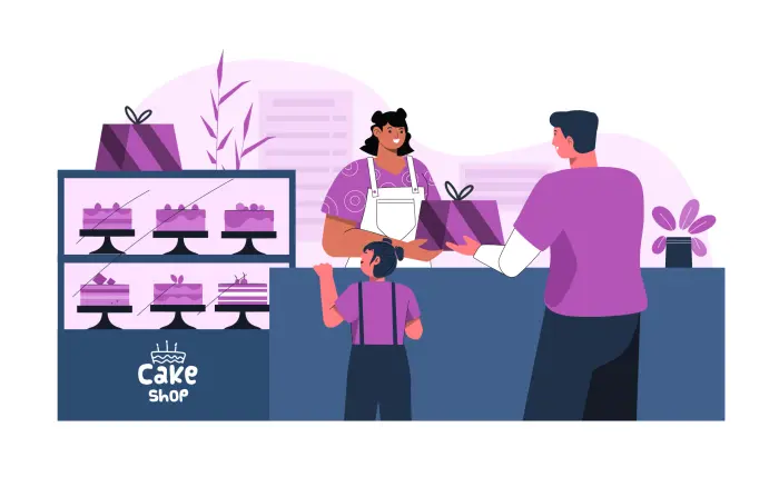 Cake Shop Concept Flat Vector Illustration